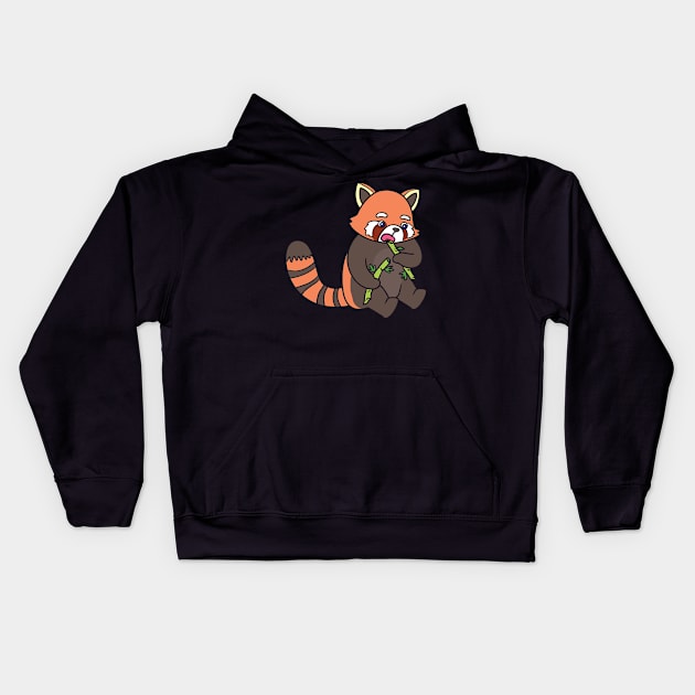 Red Panda eats Kids Hoodie by theanimaldude